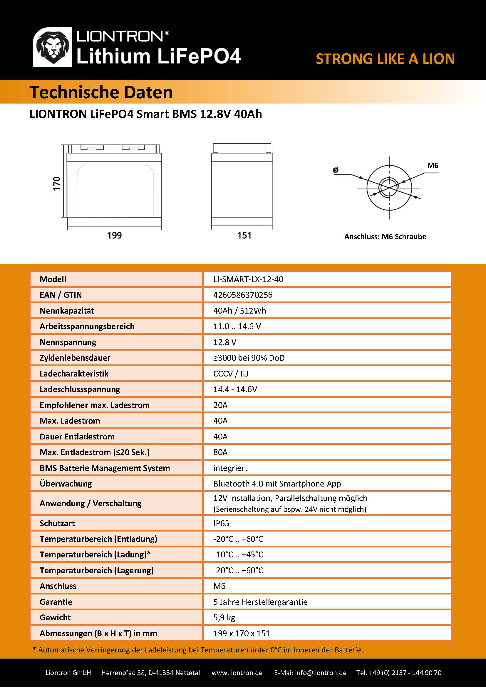LIONTRON LiFePO4 12,8V 100Ah LX Smart BMS mit Bluetooth - JuliansCampingShop